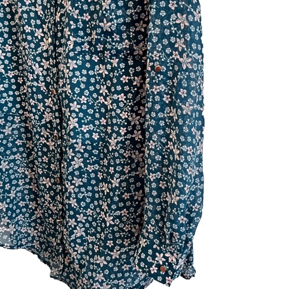 Candie's Parisian Ditsy Floral Adjustable Sleeves Button Up Split Hem Tunic XL - Picture 9 of 16